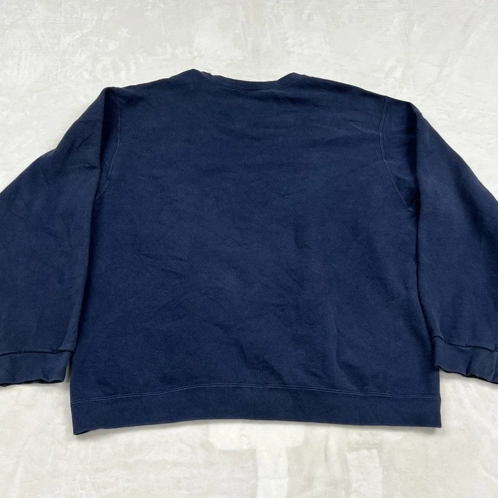 90s Nike Sweatshirt Mens XL Navy Blue Embroidered Mini Swoosh Crewneck Pullover